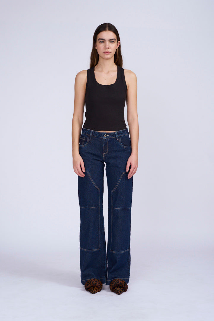 DARK BLUE WIDE JEANS